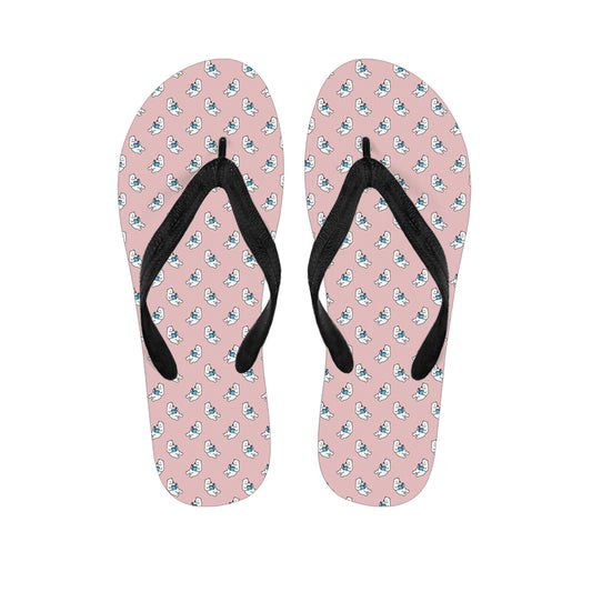 Polar Bear Reading Book Pattern Print Flip Flops