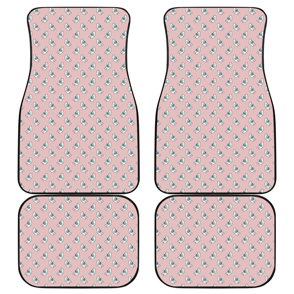 Polar Bear Reading Book Pattern Print Front and Back Car Floor Mats