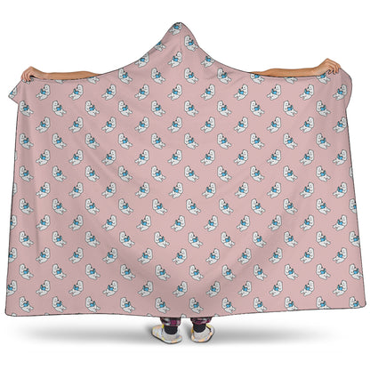 Polar Bear Reading Book Pattern Print Hooded Blanket