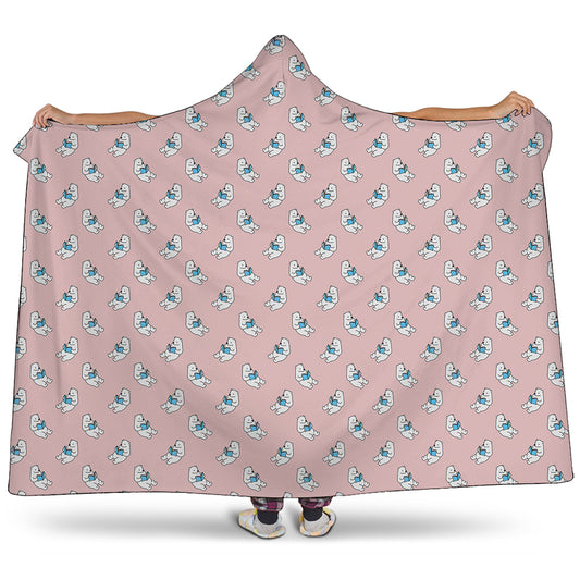 Polar Bear Reading Book Pattern Print Hooded Blanket