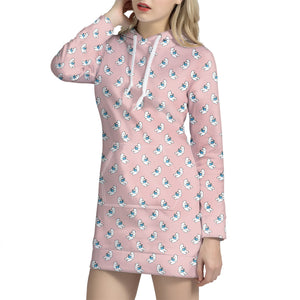 Polar Bear Reading Book Pattern Print Hoodie Dress