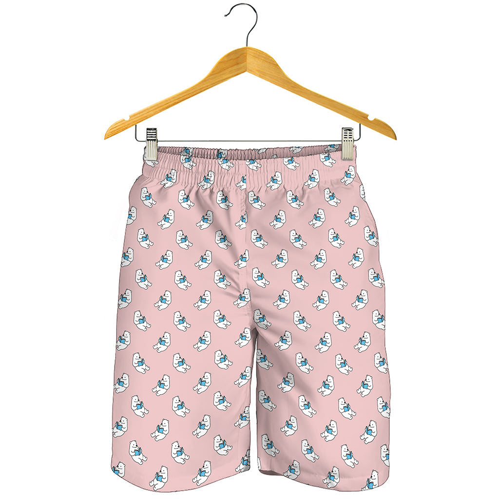 Polar Bear Reading Book Pattern Print Men's Shorts