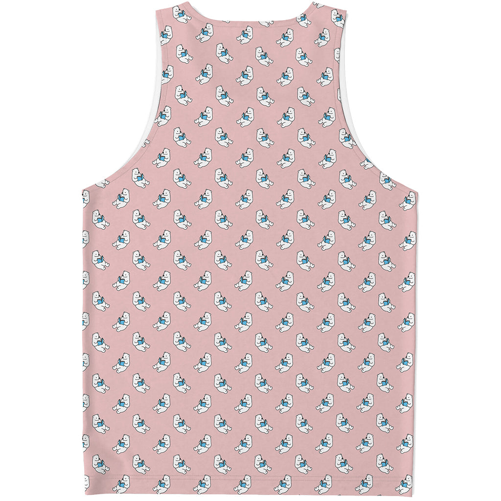 Polar Bear Reading Book Pattern Print Men's Tank Top