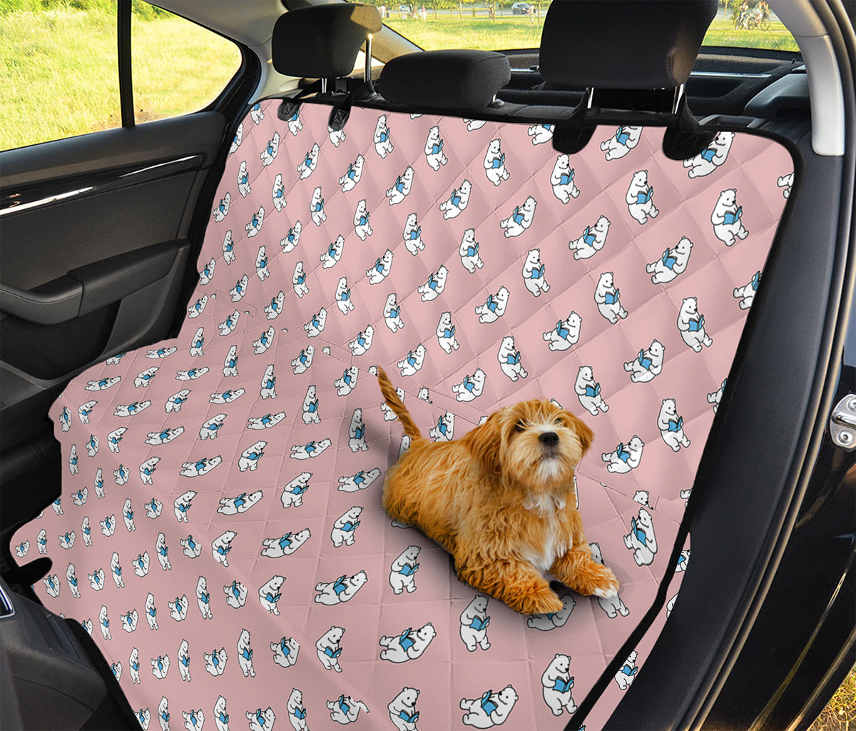 Polar Bear Reading Book Pattern Print Pet Car Back Seat Cover