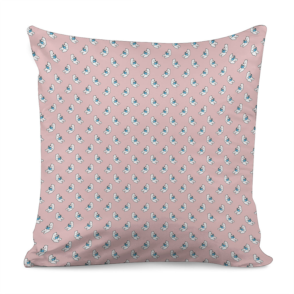 Polar Bear Reading Book Pattern Print Pillow Cover