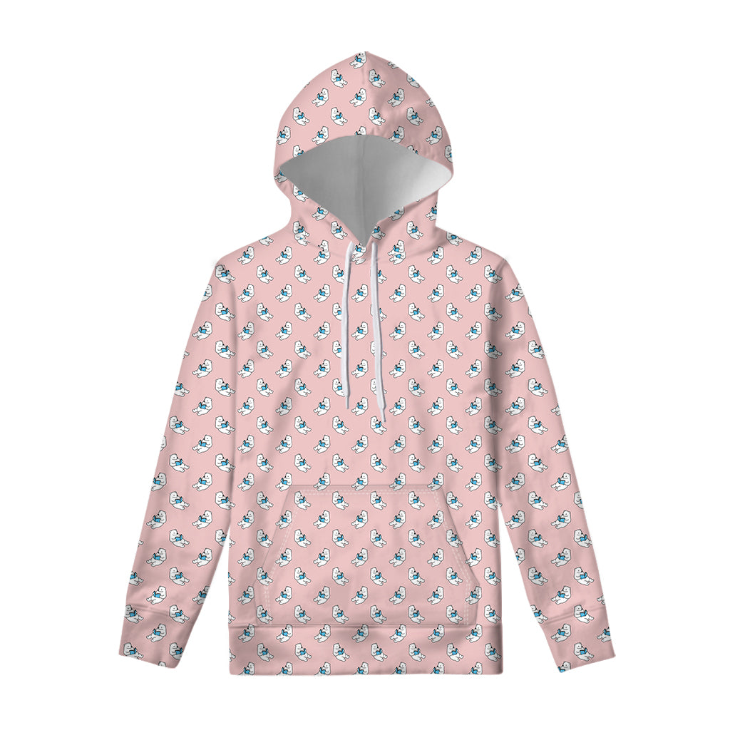 Polar Bear Reading Book Pattern Print Pullover Hoodie