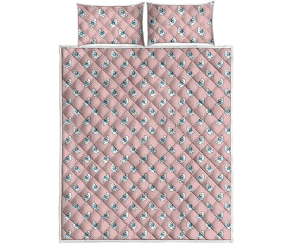 Polar Bear Reading Book Pattern Print Quilt Bed Set