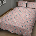 Polar Bear Reading Book Pattern Print Quilt Bed Set