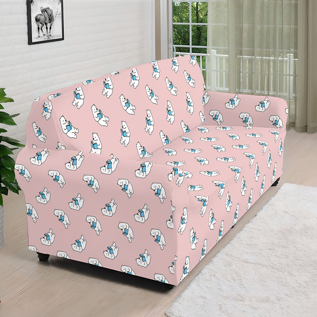 Polar Bear Reading Book Pattern Print Sofa Cover