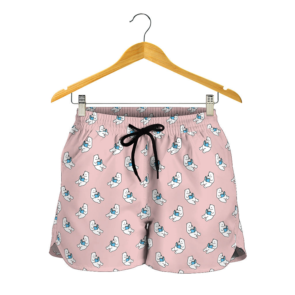 Polar Bear Reading Book Pattern Print Women's Shorts