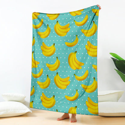 Polka Dot Banana Pattern Print Blanket
