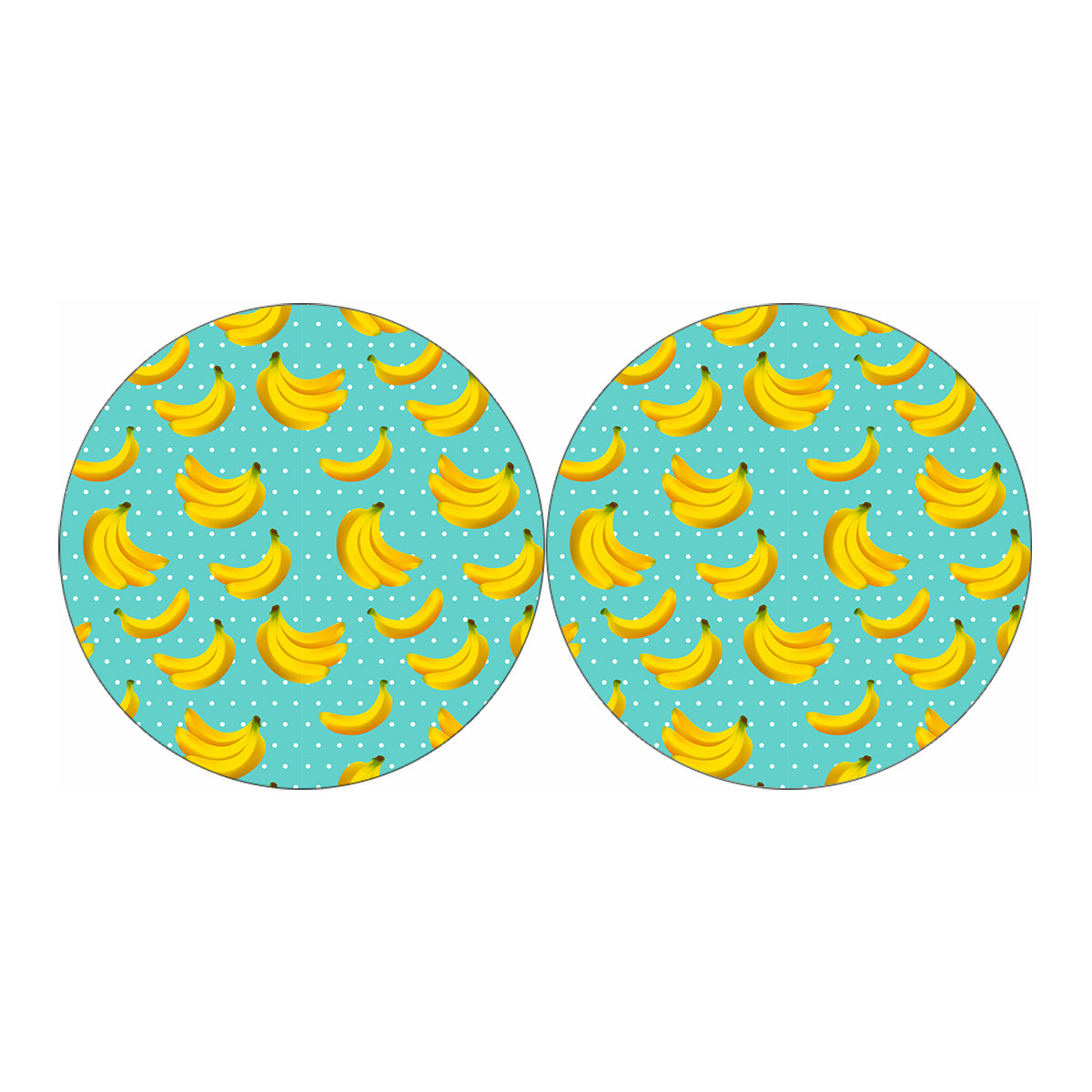 Polka Dot Banana Pattern Print Car Coasters