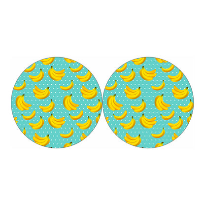 Polka Dot Banana Pattern Print Car Coasters