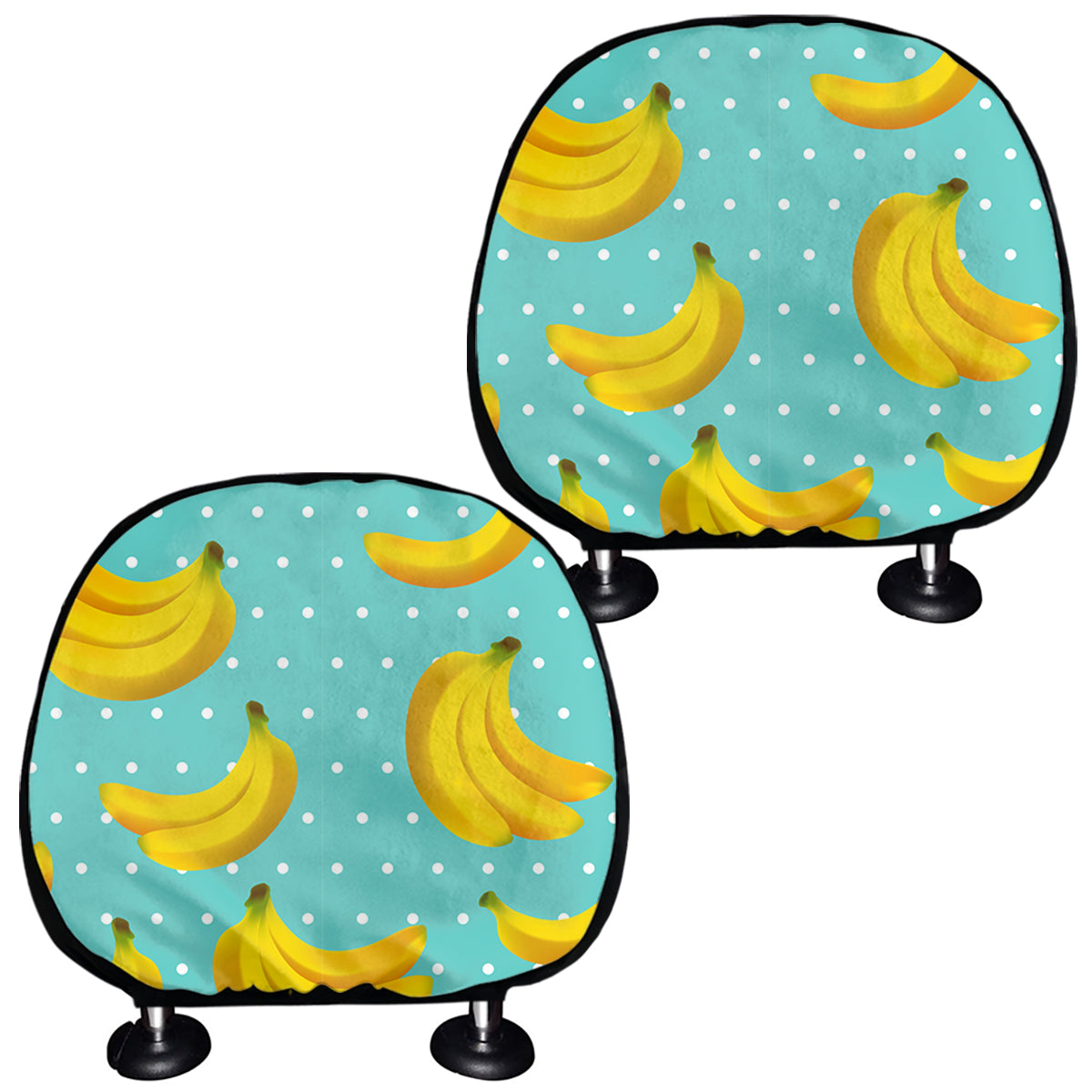 Polka Dot Banana Pattern Print Car Headrest Covers