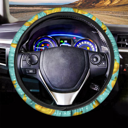 Polka Dot Banana Pattern Print Car Steering Wheel Cover