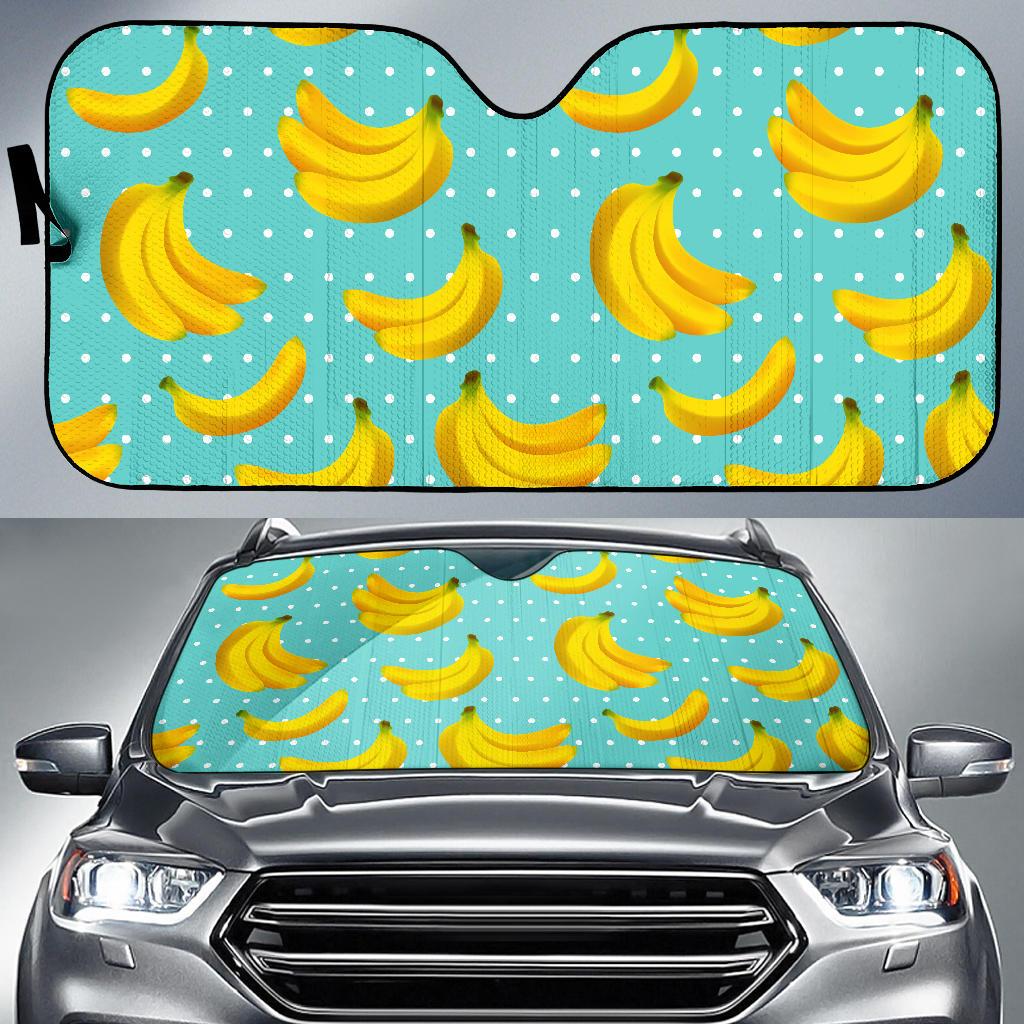 Polka Dot Banana Pattern Print Car Sun Shade GearFrost