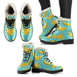 Polka Dot Banana Pattern Print Comfy Boots GearFrost