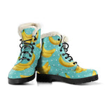 Polka Dot Banana Pattern Print Comfy Boots GearFrost