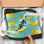 Polka Dot Banana Pattern Print Comfy Boots GearFrost