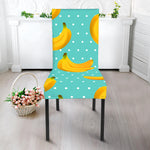Polka Dot Banana Pattern Print Dining Chair Slipcover