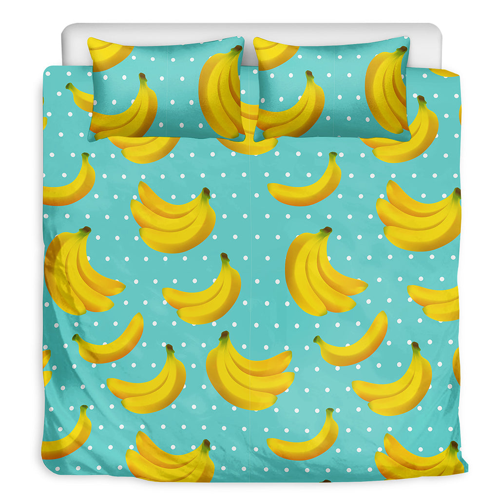 Polka Dot Banana Pattern Print Duvet Cover Bedding Set
