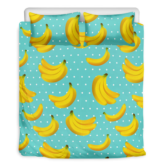 Polka Dot Banana Pattern Print Duvet Cover Bedding Set