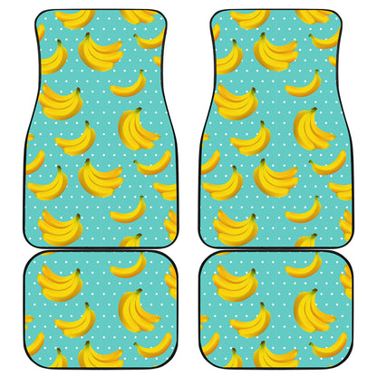Polka Dot Banana Pattern Print Front and Back Car Floor Mats