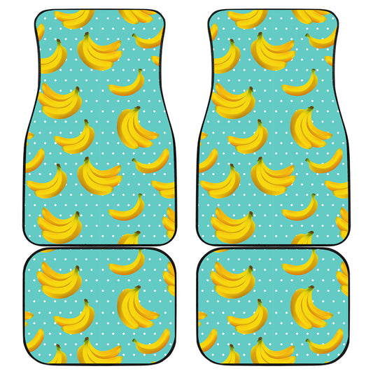 Polka Dot Banana Pattern Print Front and Back Car Floor Mats
