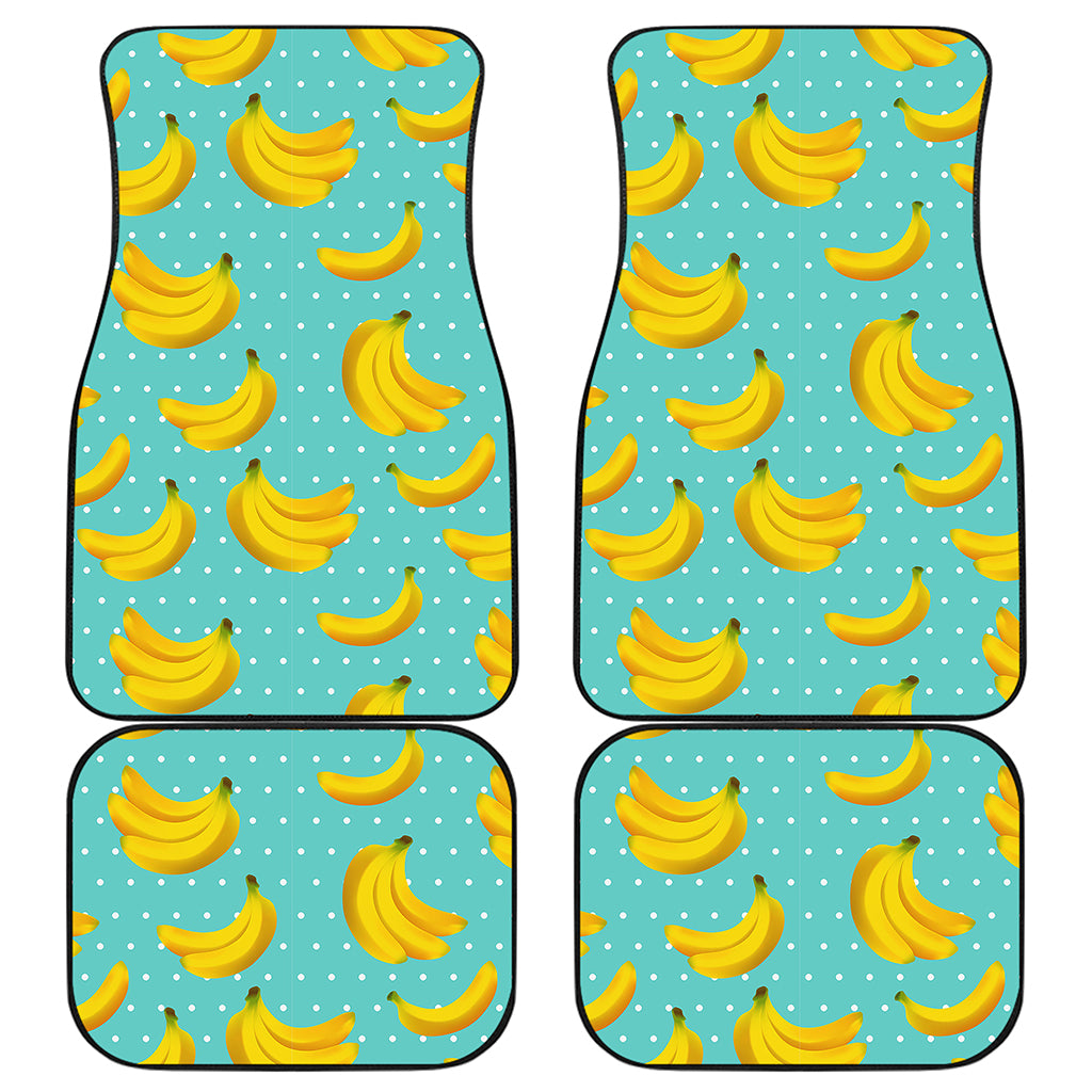 Polka Dot Banana Pattern Print Front and Back Car Floor Mats