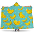 Polka Dot Banana Pattern Print Hooded Blanket
