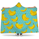 Polka Dot Banana Pattern Print Hooded Blanket