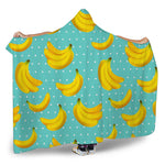 Polka Dot Banana Pattern Print Hooded Blanket