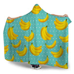 Polka Dot Banana Pattern Print Hooded Blanket