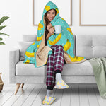 Polka Dot Banana Pattern Print Hooded Blanket