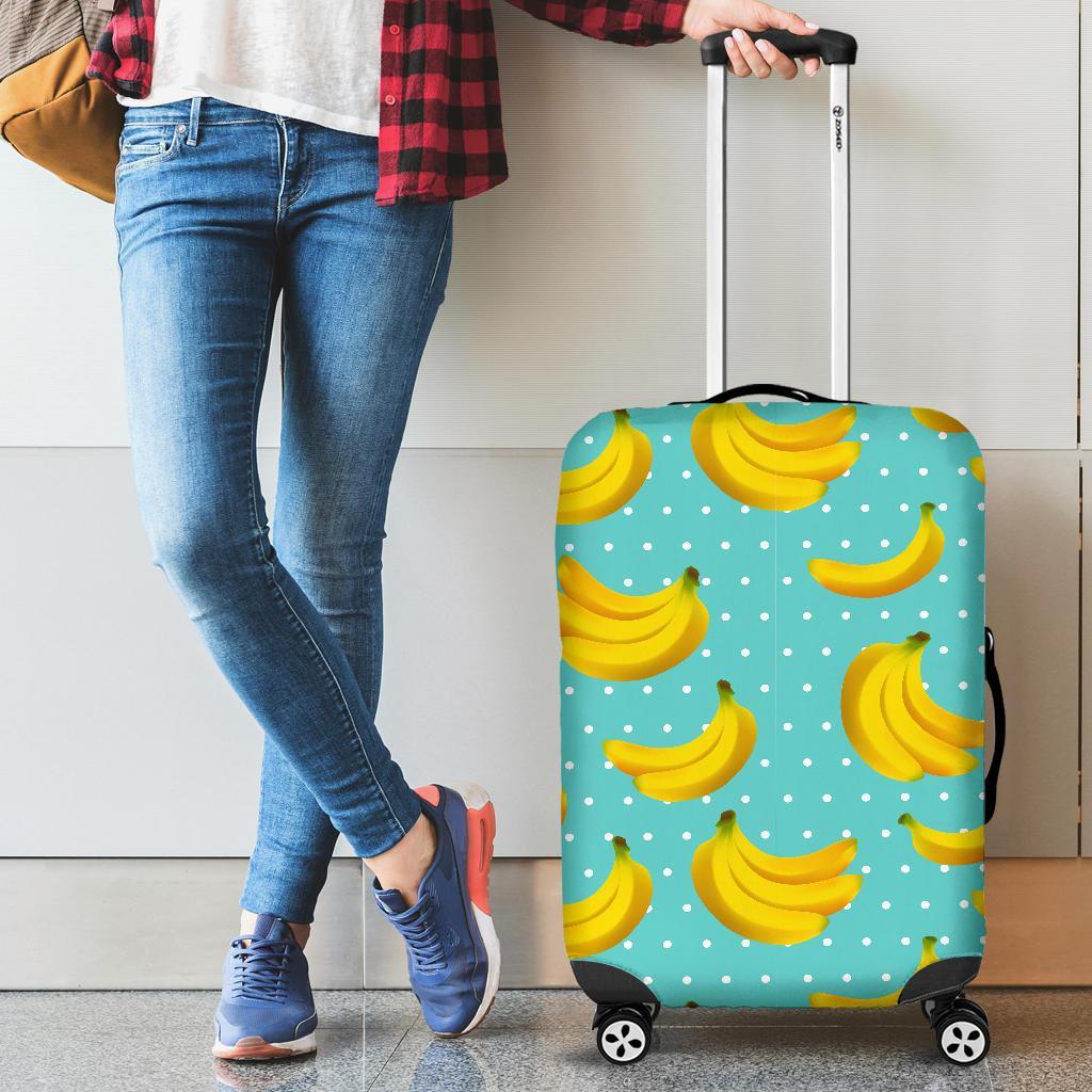 Polka Dot Banana Pattern Print Luggage Cover GearFrost