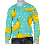 Polka Dot Banana Pattern Print Men's Crewneck Sweatshirt GearFrost