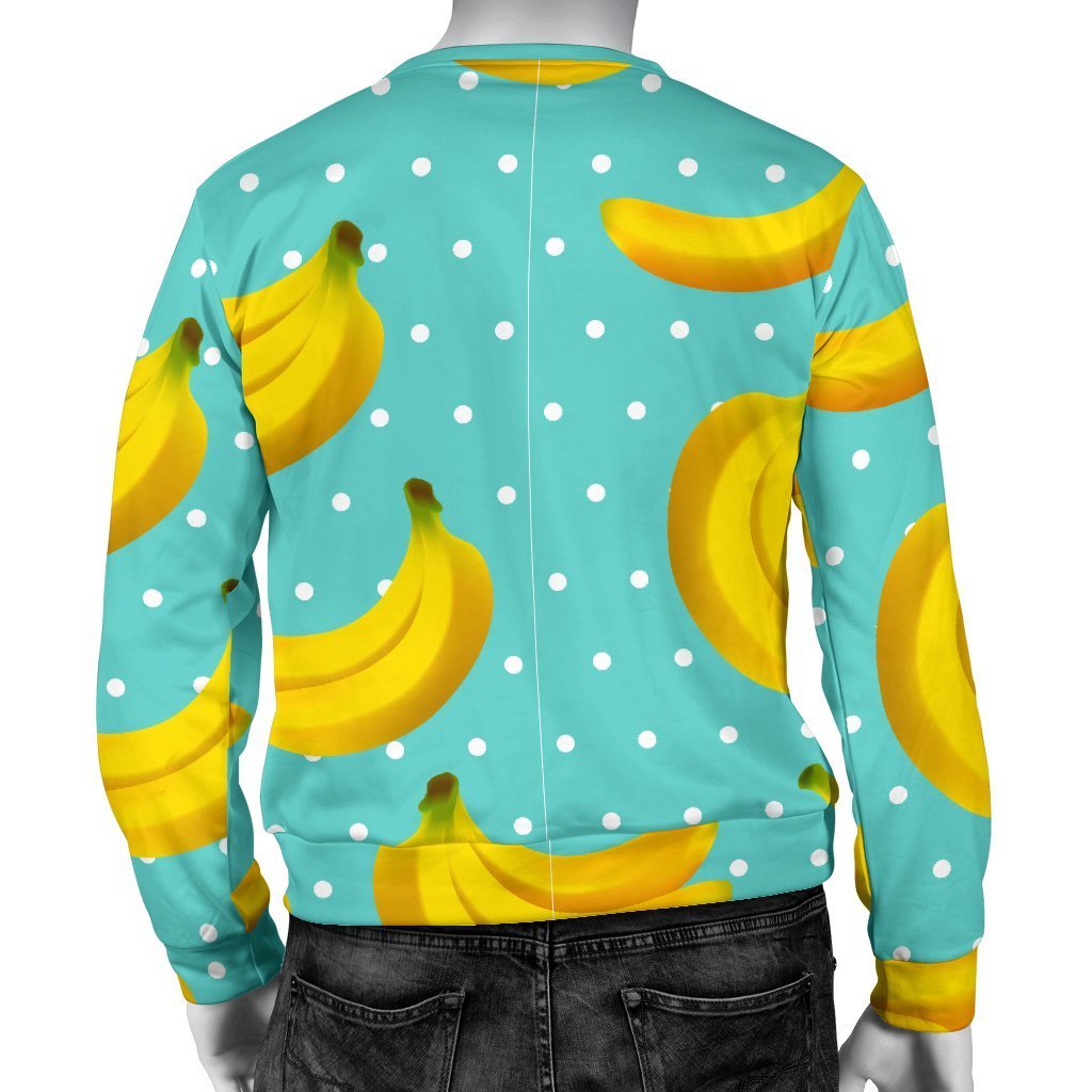 Polka Dot Banana Pattern Print Men's Crewneck Sweatshirt GearFrost