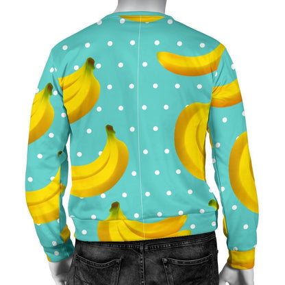 Polka Dot Banana Pattern Print Men's Crewneck Sweatshirt GearFrost
