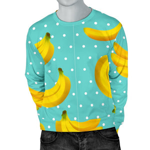 Polka Dot Banana Pattern Print Men's Crewneck Sweatshirt GearFrost
