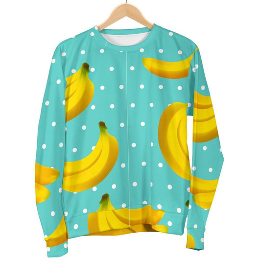 Polka Dot Banana Pattern Print Men's Crewneck Sweatshirt GearFrost