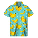 Polka Dot Banana Pattern Print Men's Short Sleeve Shirt