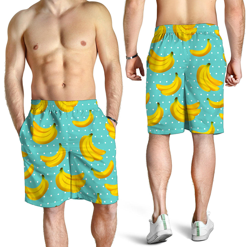 Polka Dot Banana Pattern Print Men's Shorts