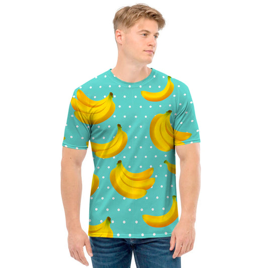 Polka Dot Banana Pattern Print Men's T-Shirt