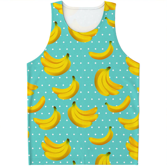 Polka Dot Banana Pattern Print Men's Tank Top