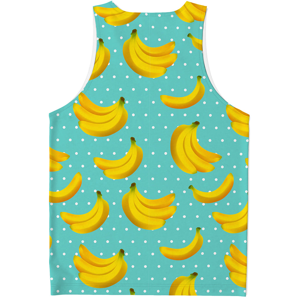 Polka Dot Banana Pattern Print Men's Tank Top