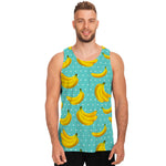 Polka Dot Banana Pattern Print Men's Tank Top