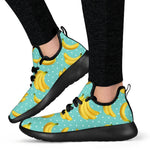 Polka Dot Banana Pattern Print Mesh Knit Shoes GearFrost