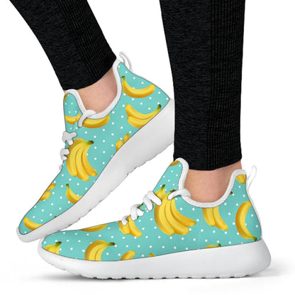Polka Dot Banana Pattern Print Mesh Knit Shoes GearFrost