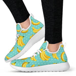 Polka Dot Banana Pattern Print Mesh Knit Shoes GearFrost