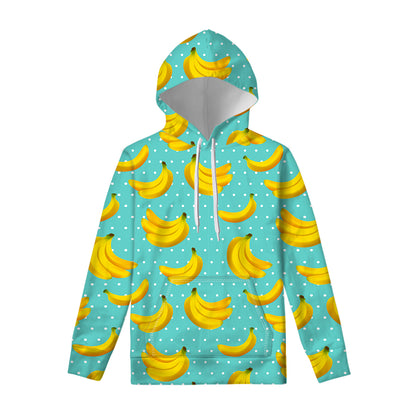Polka Dot Banana Pattern Print Pullover Hoodie